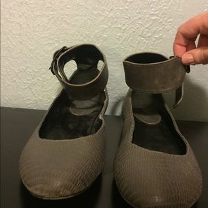 Cole Haan flats with ankle strap.